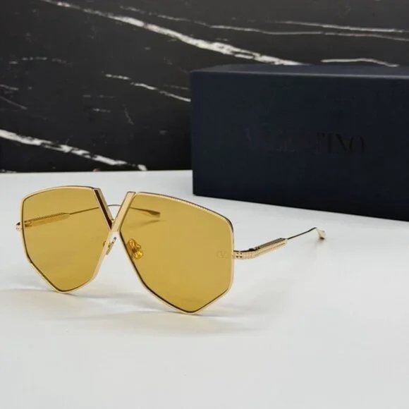VALENTINO V-HEXAGON TITANIUM Sunglasses Gold $1436 Unisex NWT main image 11